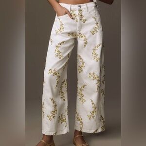 Pilcro Heritage Curve Mid-Rise Tapered Barrel Jeans, White Embroidered, 25